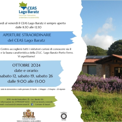 Il personale del Centro accoglierà tutti i visitatori curiosi di conoscere sia il CEAS che la flora e la fauna caratteristica della Z.S.C. ‘Lago Baratz-Porto Ferro. Vi aspettiamo!(6)